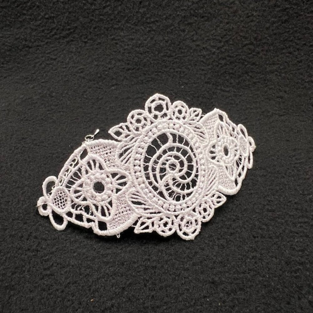 Homemade White Lace Bracelet With Silver Hardware